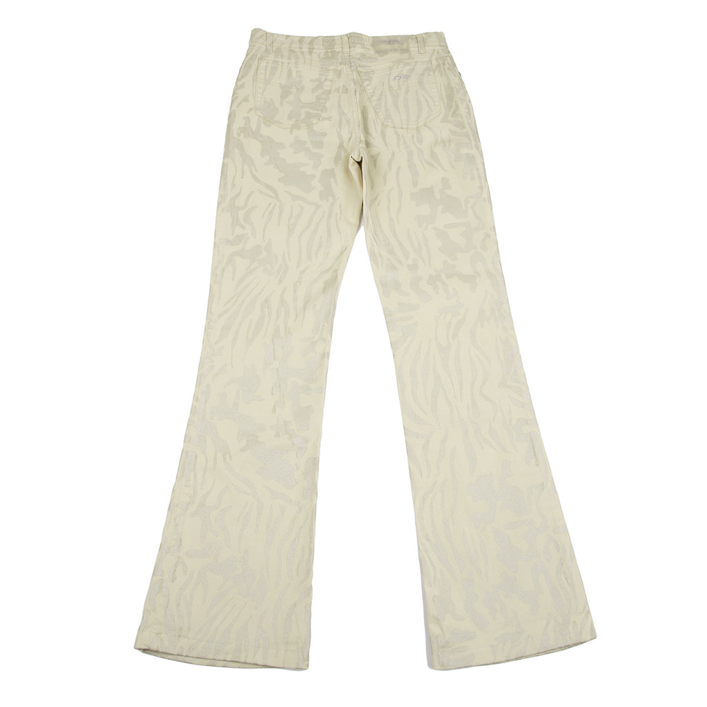 KRIZIA PARIS. Beige Cotton Camouflage Printed Flare Pants