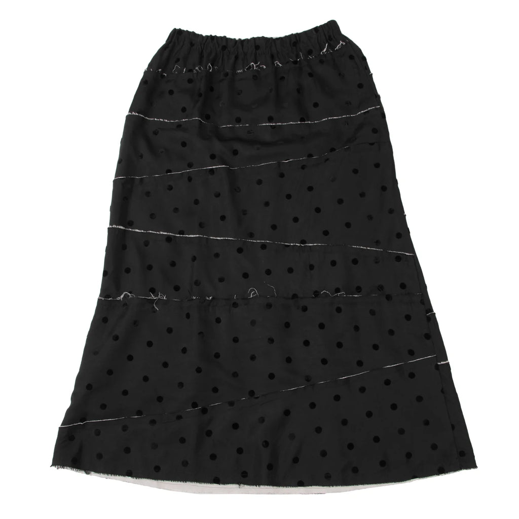 COMME des GARCONS JAPAN. TRICOT. Black Flocked Dot Switching Design Skirt