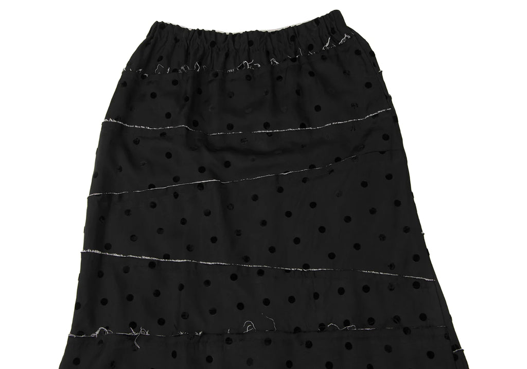 COMME des GARCONS JAPAN. TRICOT. Black Flocked Dot Switching Design Skirt