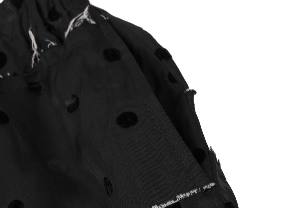 COMME des GARCONS JAPAN. TRICOT. Black Flocked Dot Switching Design Skirt