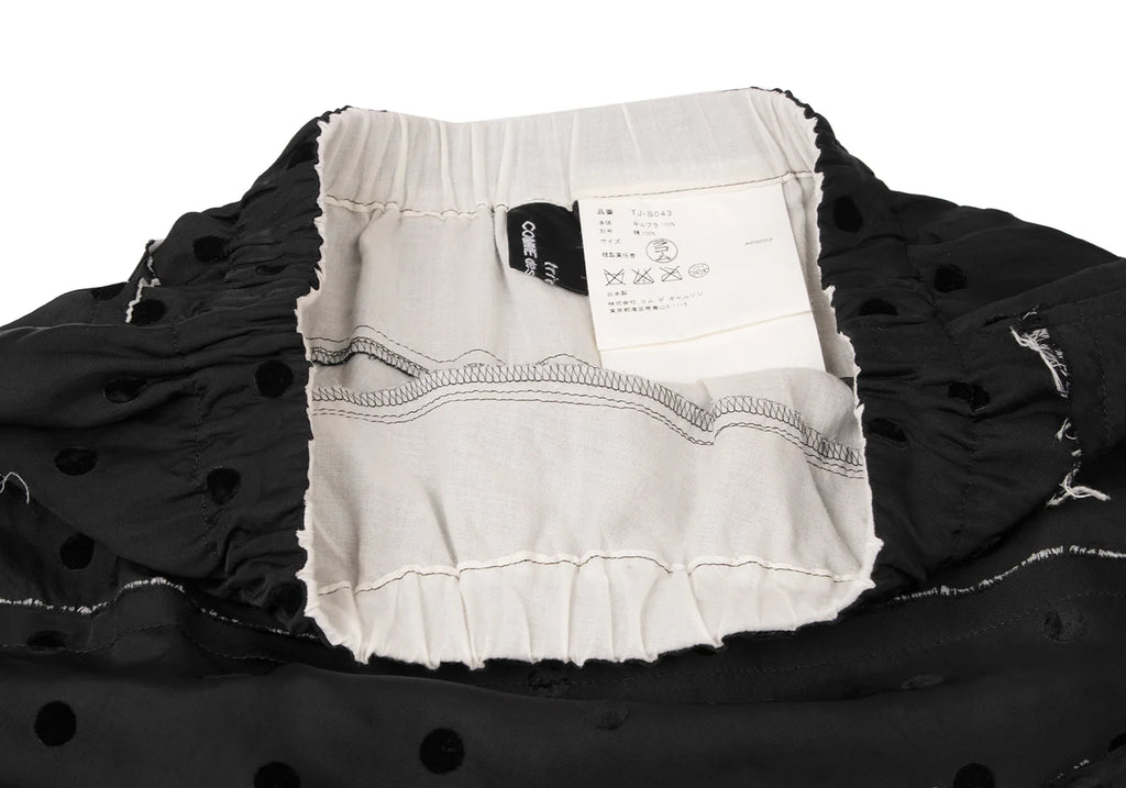 COMME des GARCONS JAPAN. TRICOT. Black Flocked Dot Switching Design Skirt