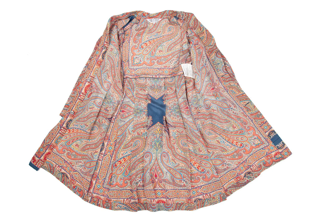COMME des GARCONS JAPAN. Paisley Printed Silk Shirt Dress Multi-Color