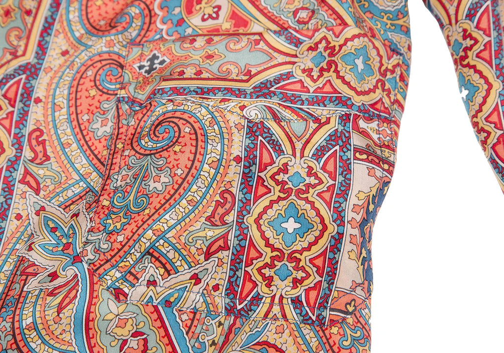 COMME des GARCONS JAPAN. Paisley Printed Silk Shirt Dress Multi-Color