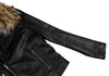 THYSKEN'S THEORY. Raccoon Fur Collar Black LambskinLeather Biker Jacket / Evening Jacket.   MANY MORE FURS AND FAUX FURS IN STORE NOW