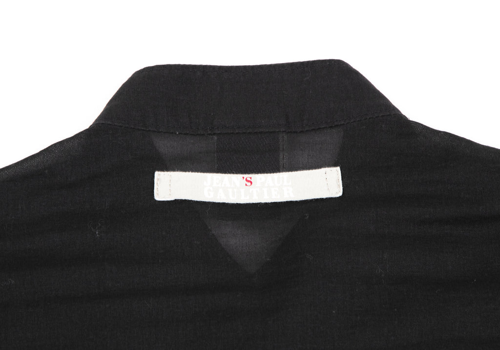 Jean Paul GAULTIER. Black Cotton Frill Long Sleeve Shirt