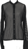 agnes b. Paris. Black Nylon Stretch Semi-Sheer Stripe Long Sleeve Shirt