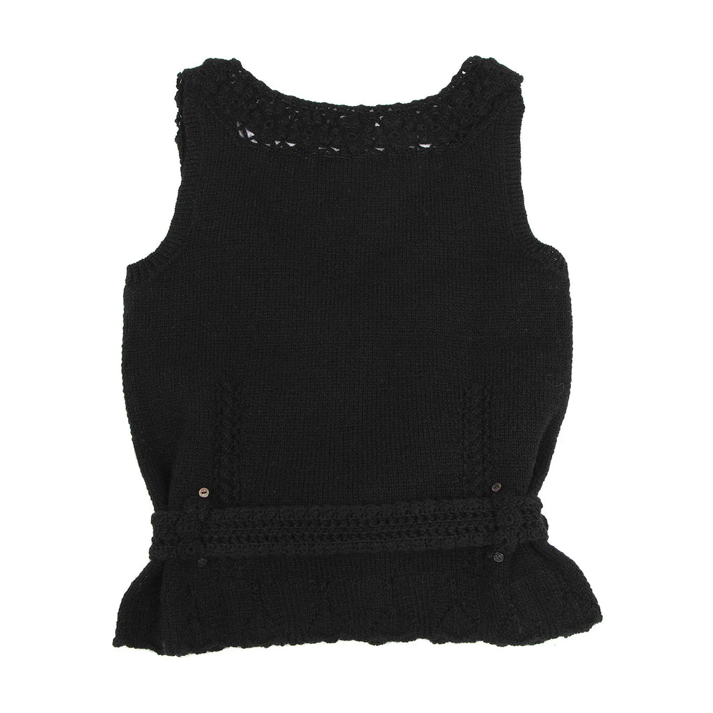 TOMORROWLAND  MACPHEE JAPAN. Black Hand Knit Sleeveless Shirt