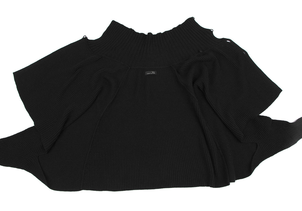 YOHJI YAMAMOTO JAPAN. Y's  RISMAT by Y's. Black Ribbed Knit Poncho Cardigan