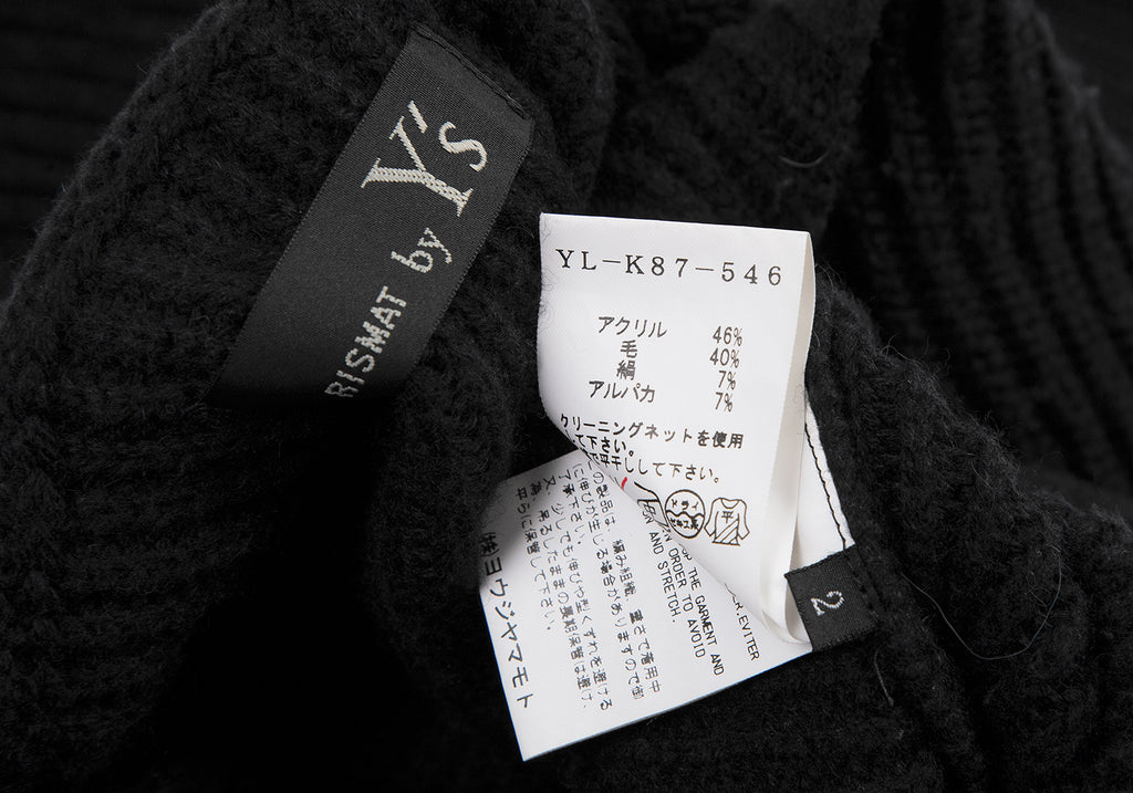 YOHJI YAMAMOTO JAPAN. Y's  RISMAT by Y's. Black Ribbed Knit Poncho Cardigan