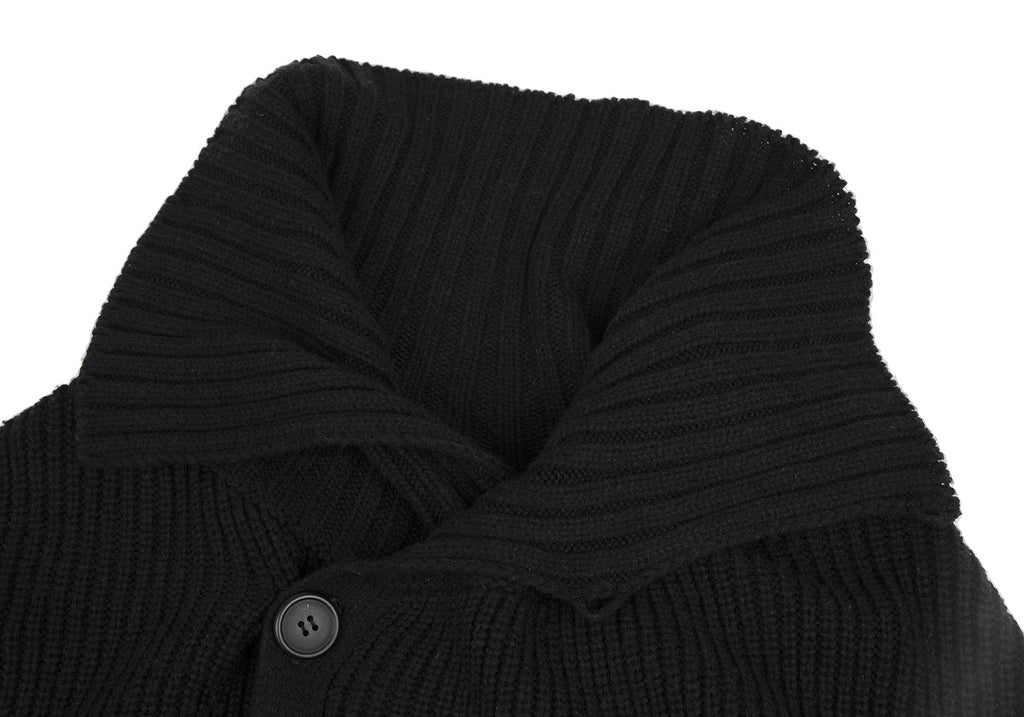 YOHJI YAMAMOTO JAPAN. Y's  RISMAT by Y's. Black Ribbed Knit Poncho Cardigan