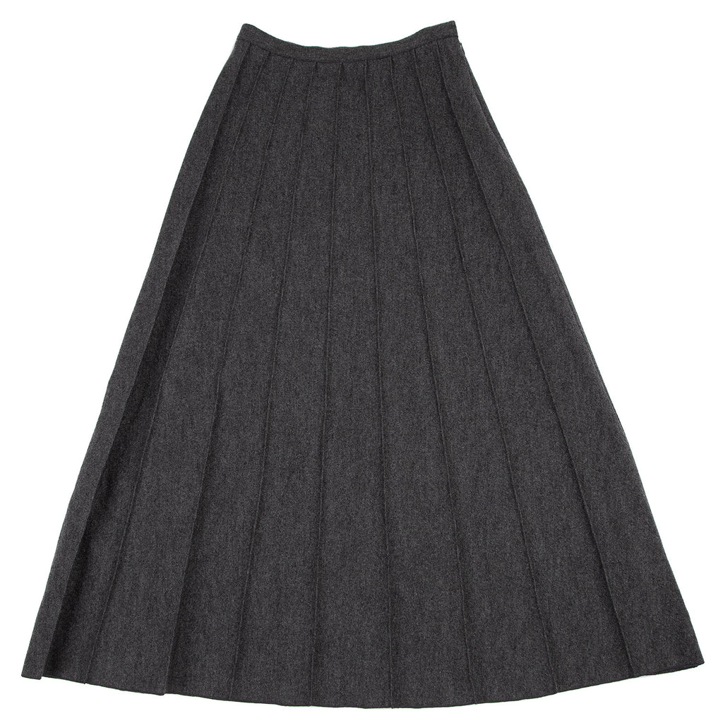 HIROKO KOSHINO Japan. Grey Wool Silk Pleats Skirt
