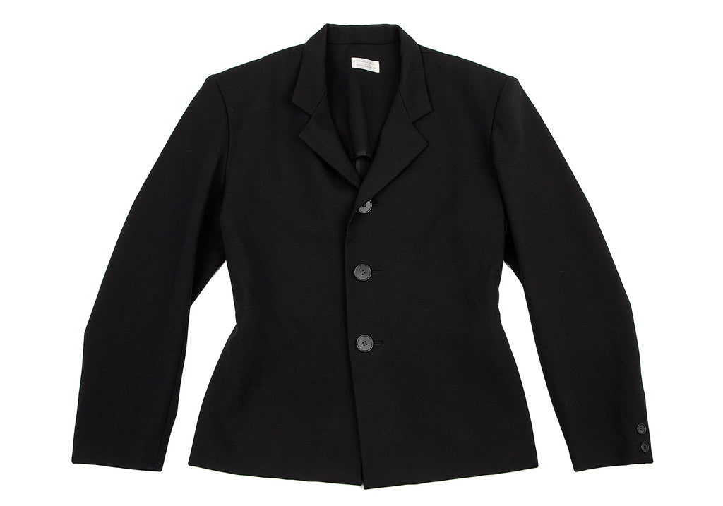 Yohji Yamamoto Japan. THE GINZA STORY COLLECTION. Black Wool Slit Design Jacket