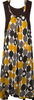 YOHJI YAMAMOTO JAPAN. Y's Cotton/Rayon Blend Circle Dot Brown Printed Switching Sleeveless Dress