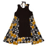 YOHJI YAMAMOTO JAPAN. Y's Cotton/Rayon Blend Circle Dot Brown Printed Switching Sleeveless Dress