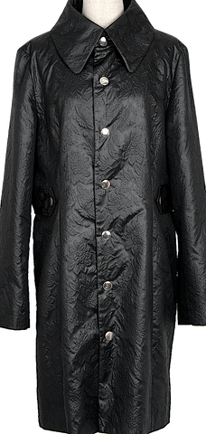 PAIGE NY. Black Woven Faux Fur Plaid Collared Double Breasted Trench Coat