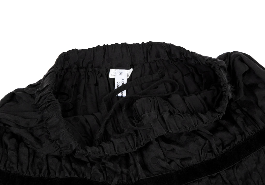 COMME des GARCONS JAPAN. Black Dot Jacquard Taping Silk Skirt