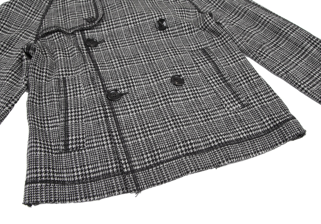 COMME des GARCONS Japan. TRICOT. Black, White Glen Check Trench Knit Jacket