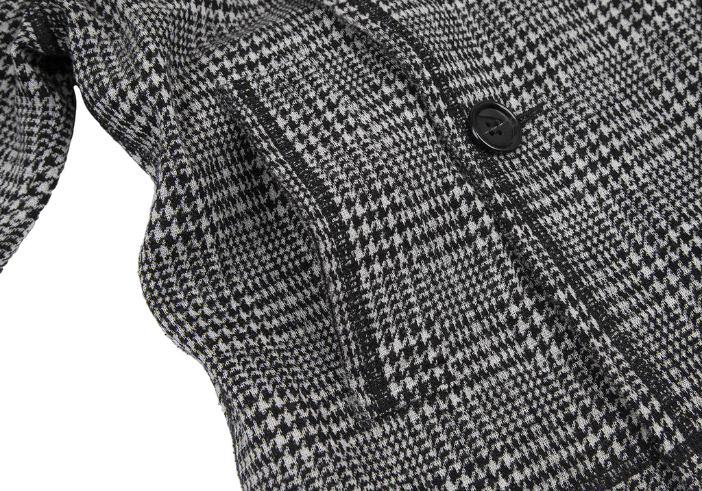 COMME des GARCONS Japan. TRICOT. Black, White Glen Check Trench Knit Jacket