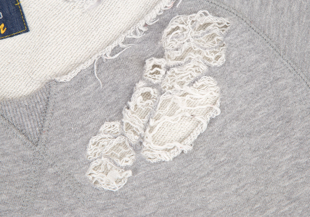 MIHARA YASUHIRO Japan.Denim Hem Grey Layered Distressed/Destroy Sweat Shirt