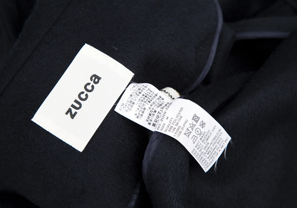 ISSEY MIYAKE JAPAN. zucca. Front Wrap Navy Shaggy Coat