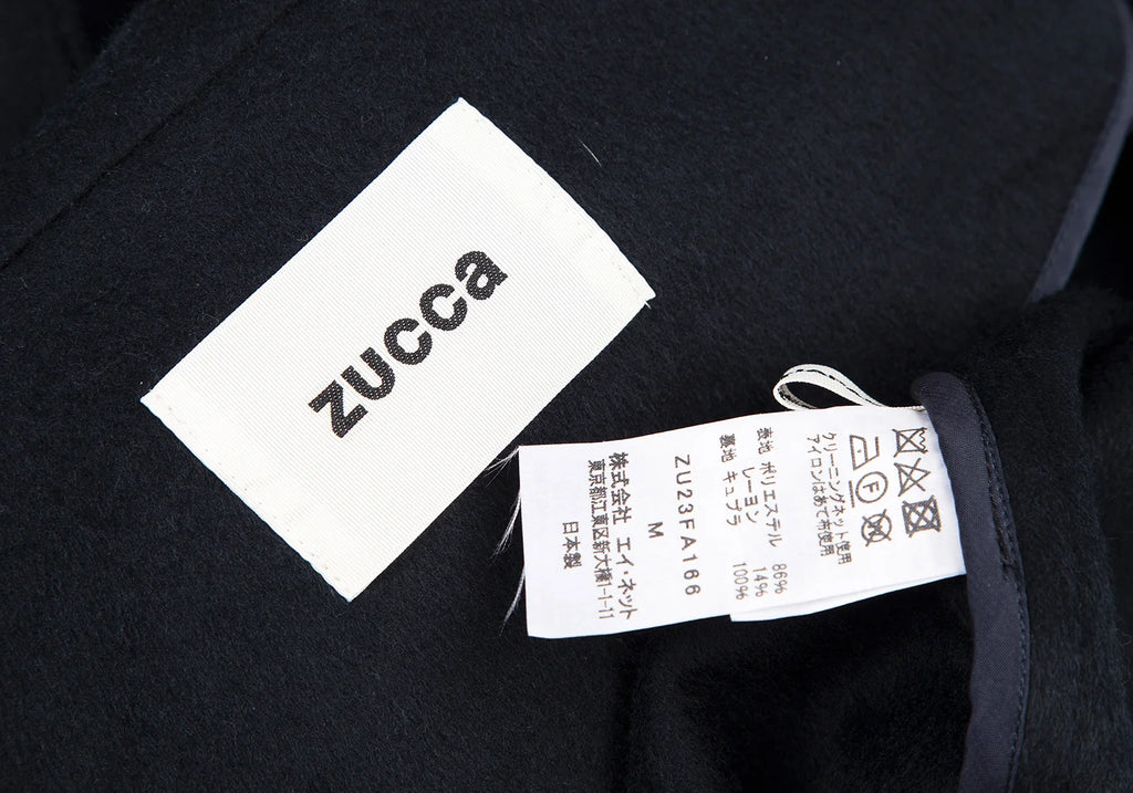 ISSEY MIYAKE JAPAN. zucca. Front Wrap Navy Shaggy Coat