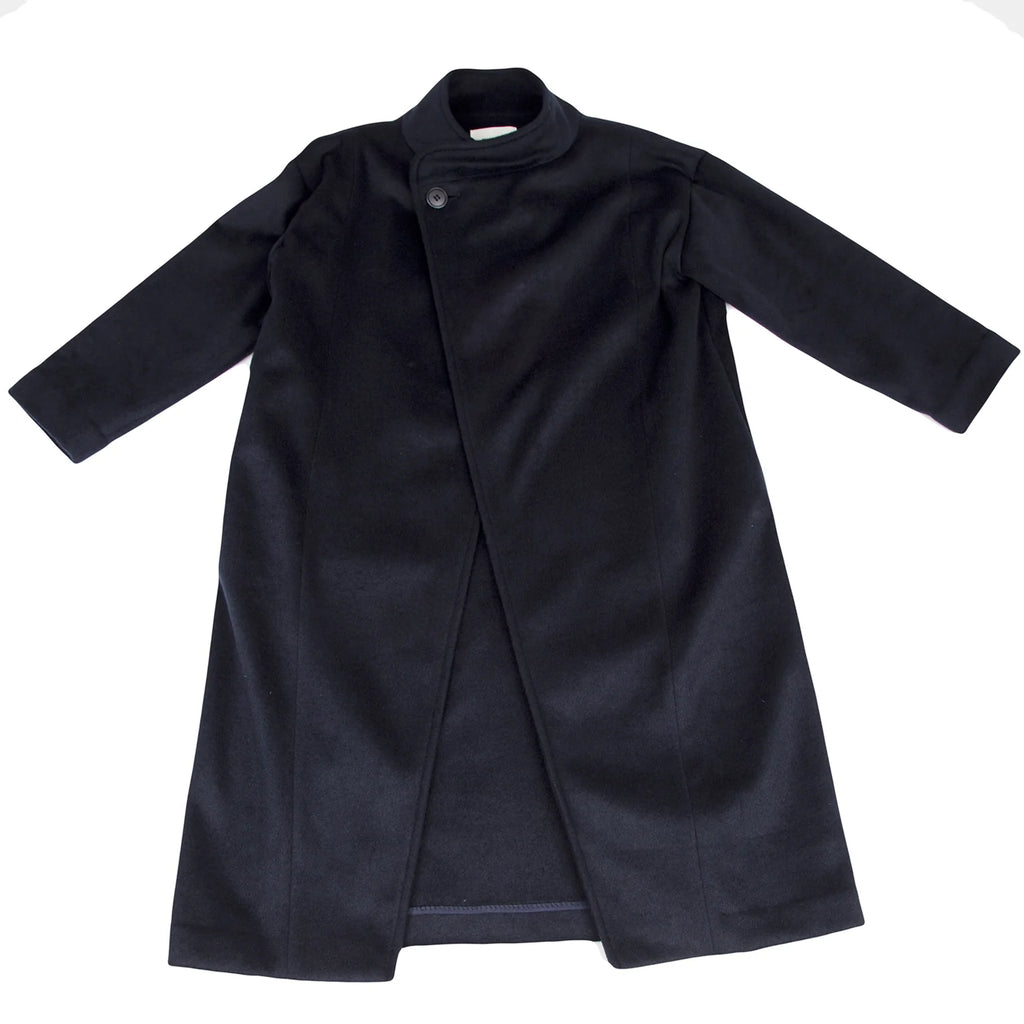ISSEY MIYAKE JAPAN. zucca. Front Wrap Navy Shaggy Coat
