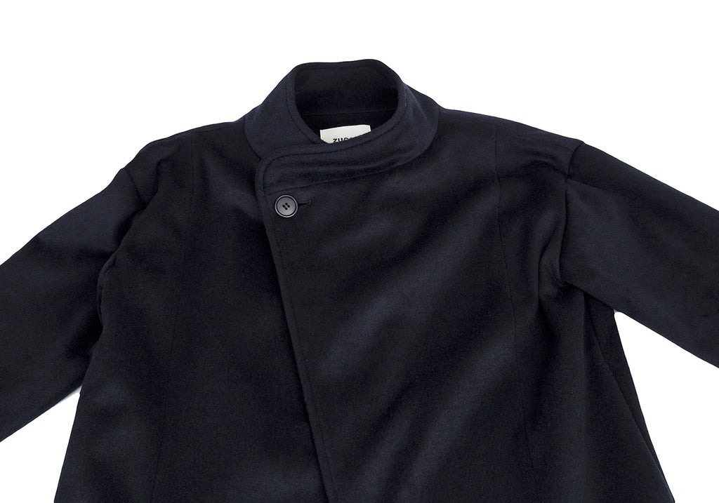 ISSEY MIYAKE JAPAN. zucca. Front Wrap Navy Shaggy Coat