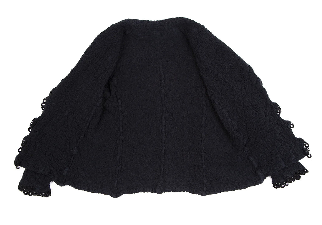 ISSEY MIYAKE JAPAN. "me"   Piping Decoration Navy Cauliflower Jacket/Top