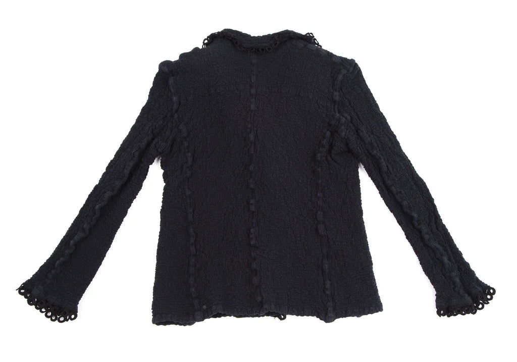 ISSEY MIYAKE JAPAN. "me"   Piping Decoration Navy Cauliflower Jacket/Top