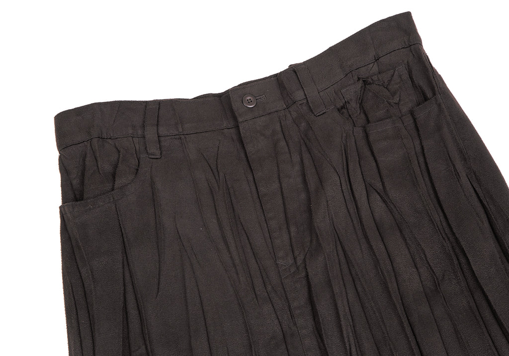 ISSEY MIYAKE Japan. Brown Faux Suede Pleated Skirt