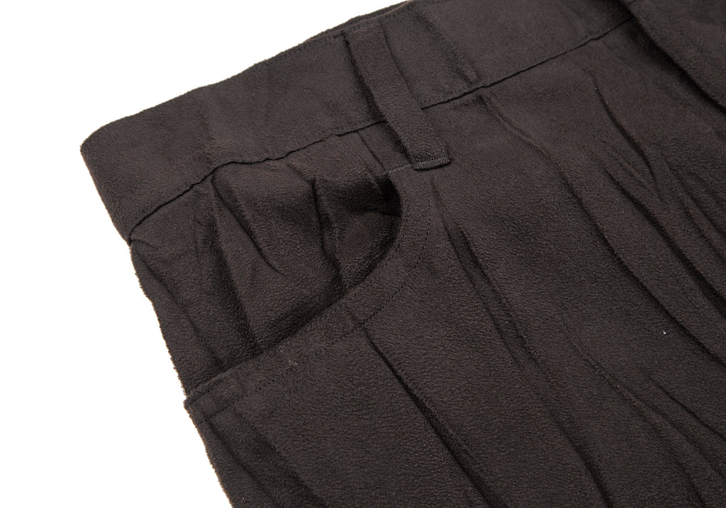 ISSEY MIYAKE Japan. Brown Faux Suede Pleated Skirt