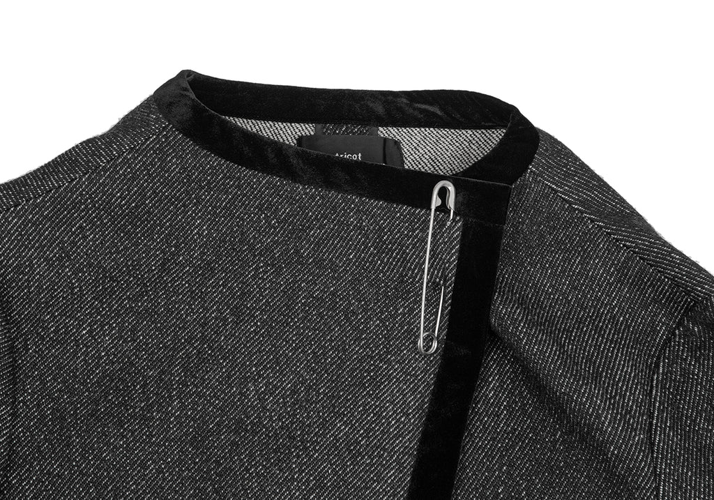 COMME des GARCONS JAPAN. TRICOT.  Black Velor Trimmed Wool Jacket