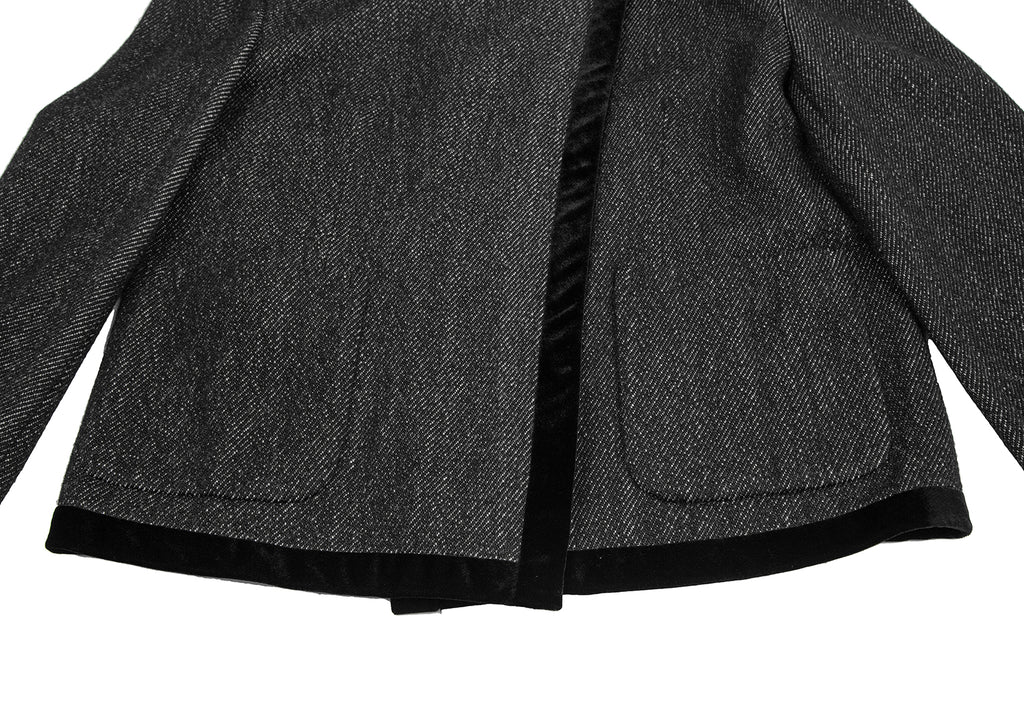 COMME des GARCONS JAPAN. TRICOT.  Black Velor Trimmed Wool Jacket