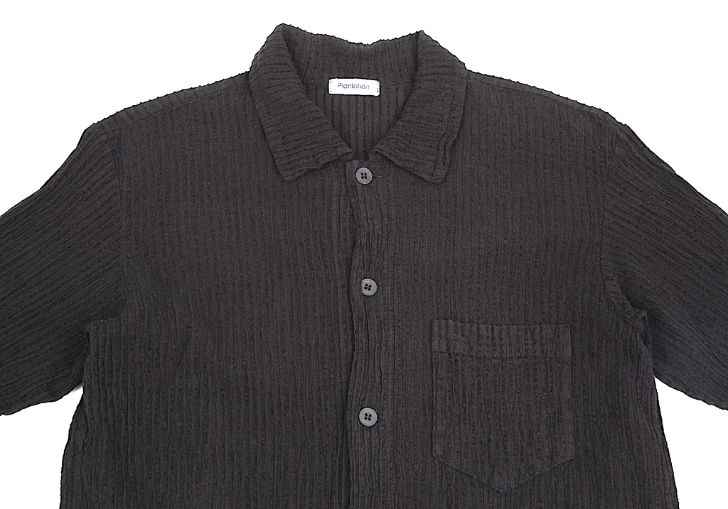 ISSEY MIYAKE JAPAN. Plantation Dyed Stripe Jacquard Black Long Sleeve Shirt