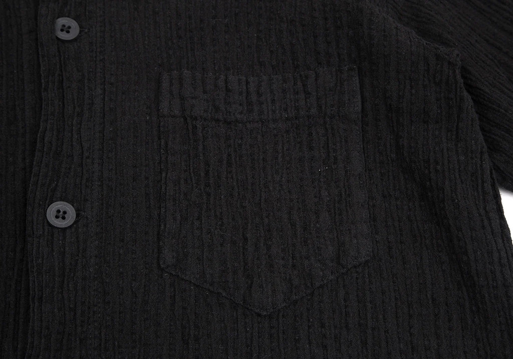 ISSEY MIYAKE JAPAN. Plantation Dyed Stripe Jacquard Black Long Sleeve Shirt