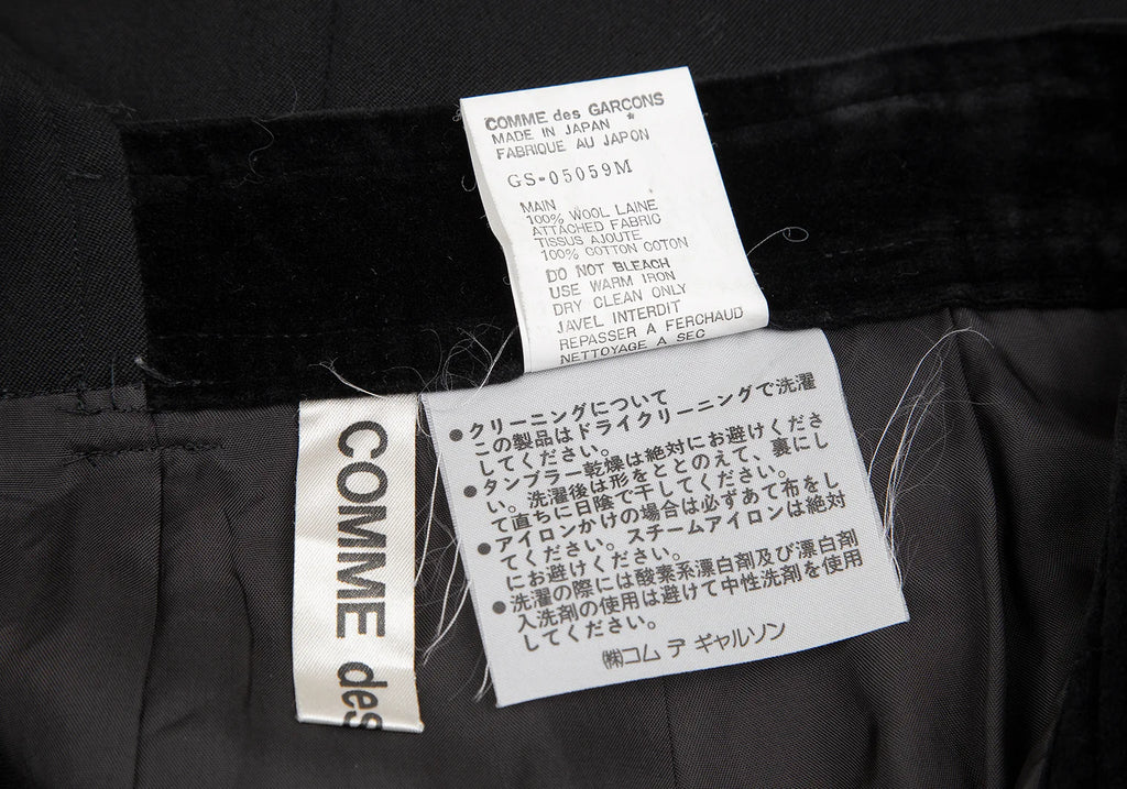 COMME des GARCONS JAPAN. Black Velours Switching Skirt