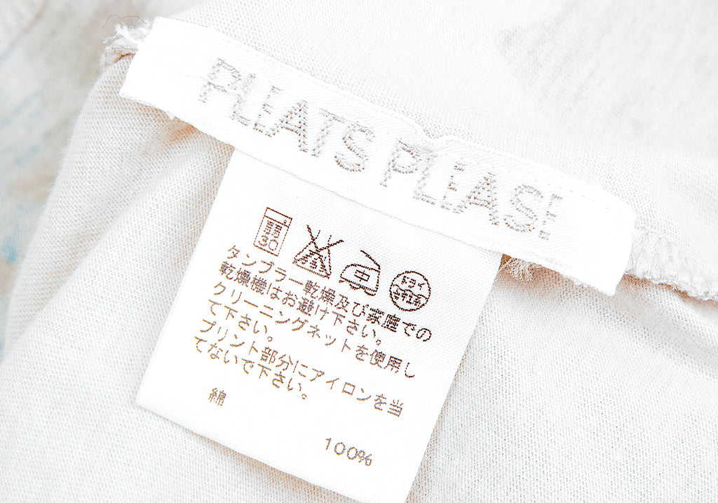 ISSEY MIYAKE JAPAN. PLEATS PLEASE. Sky Blue/Grey Printed Tank