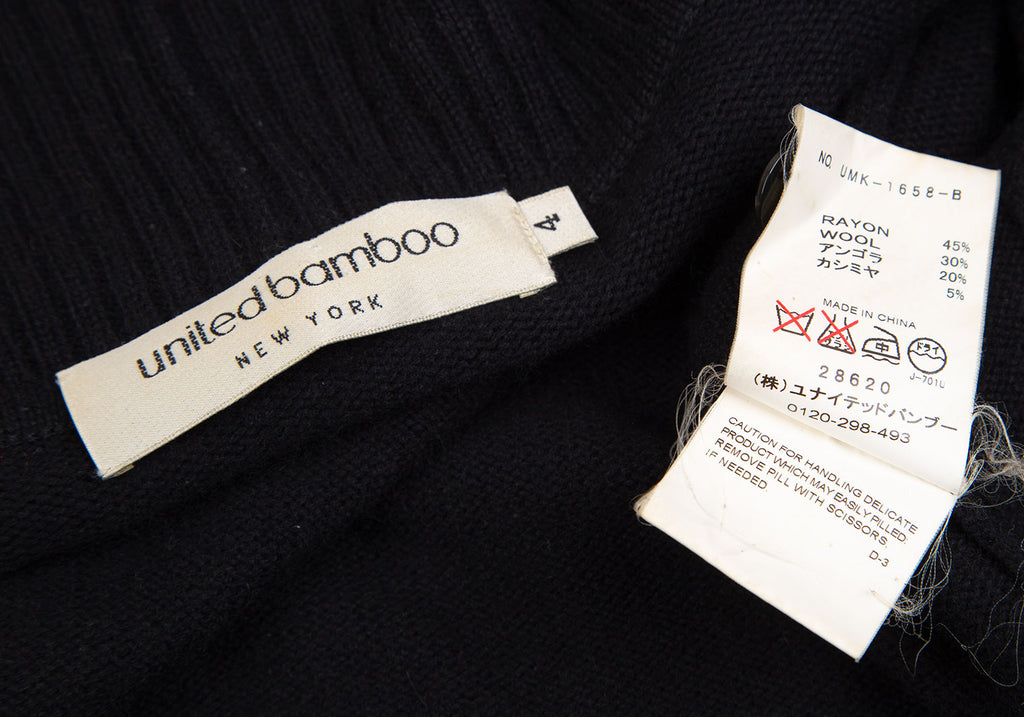 united bamboo  Japan. Black Cashmere Blend Knit Cardigan