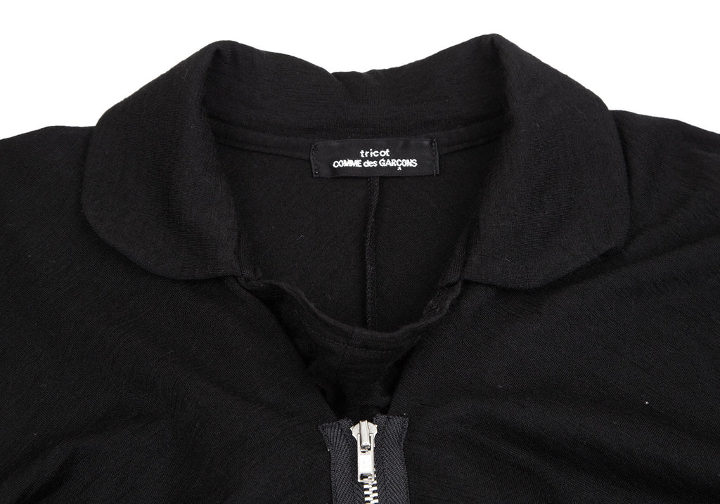 COMME des GARCONS JAPAN. TRICOT. Black Zipper Design Wool Top