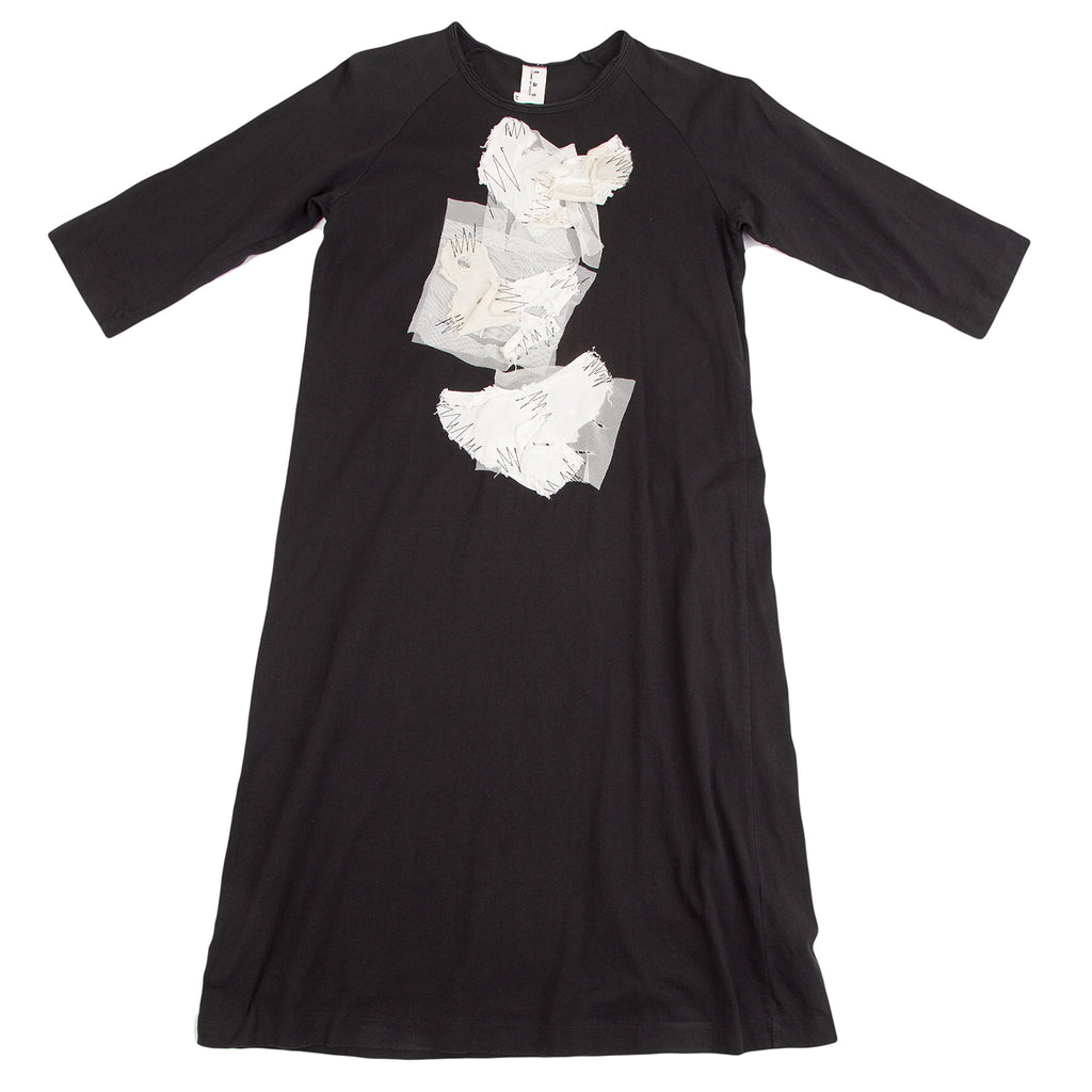 COMME des GARCONS JAPAN. TAO. Black Mesh Pasteed Raglan Dress