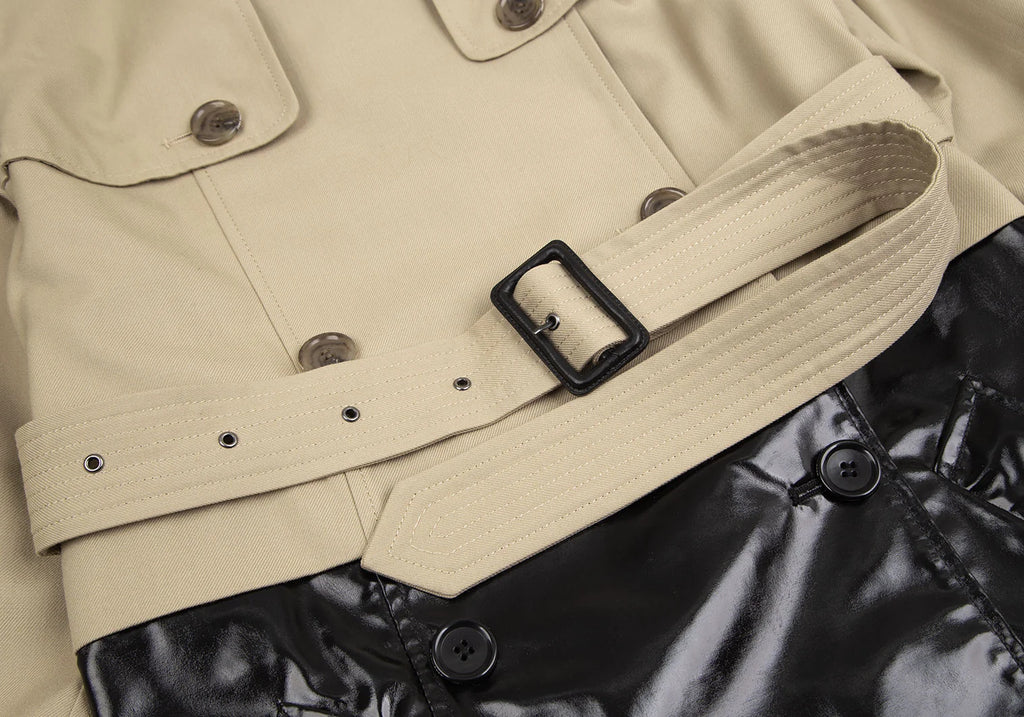 Jean Paul GAULTIER PARIS. FOR SEPT PREMIERES. Beige/Black Swiching Trench Coat