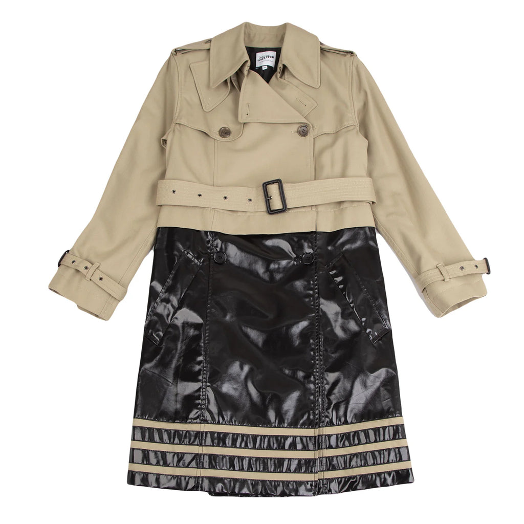 Jean Paul GAULTIER PARIS. FOR SEPT PREMIERES. Beige/Black Swiching Trench Coat