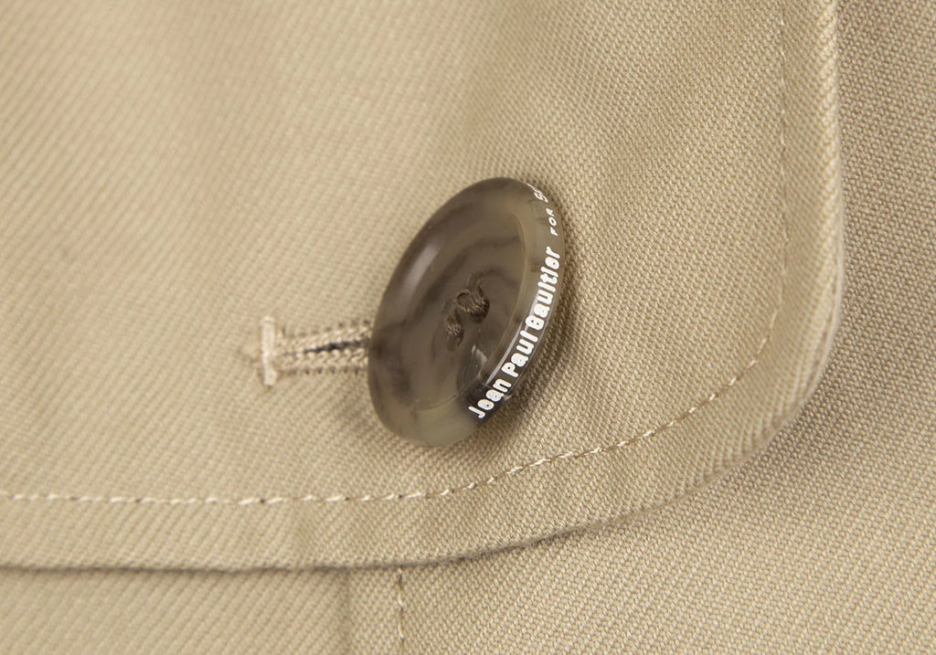 Jean Paul GAULTIER PARIS. FOR SEPT PREMIERES. Beige/Black Swiching Trench Coat