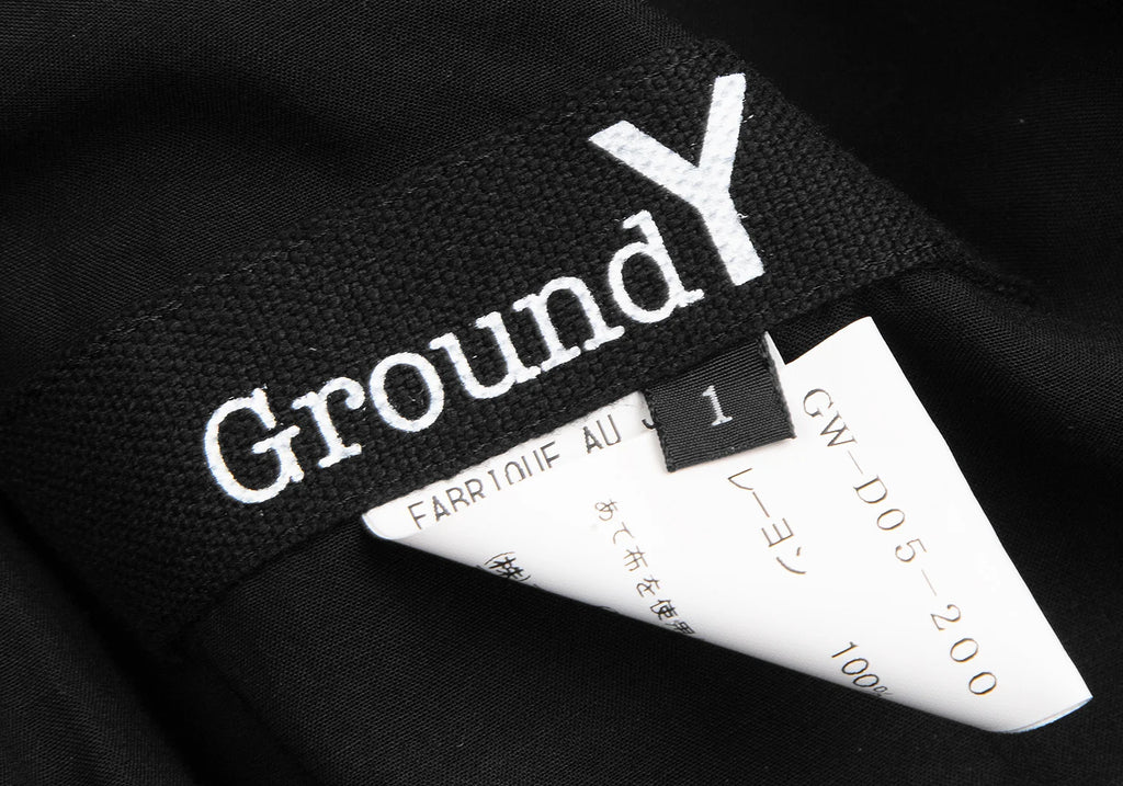 YOHJI YAMAMOTO JAPAN. Ground Y Flap Layer Rayon Black Shirt Dress