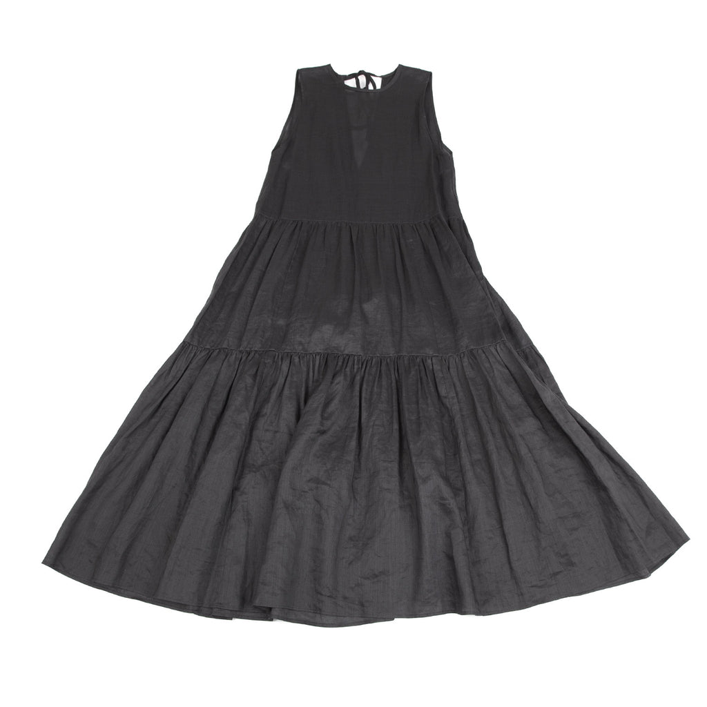 BEAUTY & YOUTH UNITED ARROWS JAPAN. Charcoal Linen Sleeveless Tiered Dress