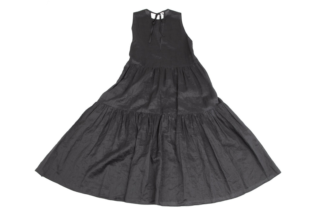 BEAUTY & YOUTH UNITED ARROWS JAPAN. Charcoal Linen Sleeveless Tiered Dress