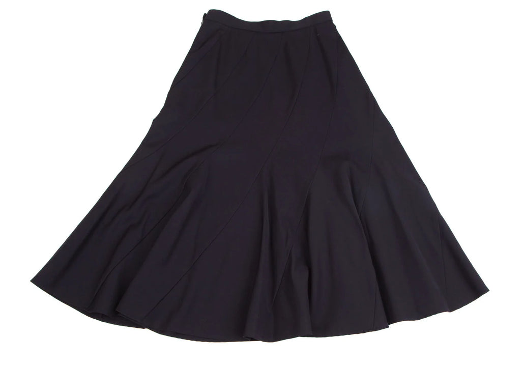 COMME des GARCONS JAPAN. TRICOT. Navy Wool Gabardine Curved Skirt