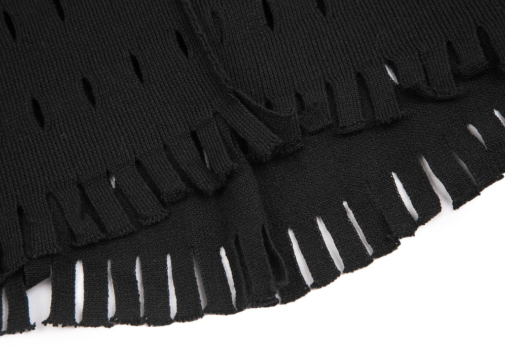 ISSEY MIYAKE JAPAN. A-POC INSIDE. Black Cutting Fringe Stole Neck Dress