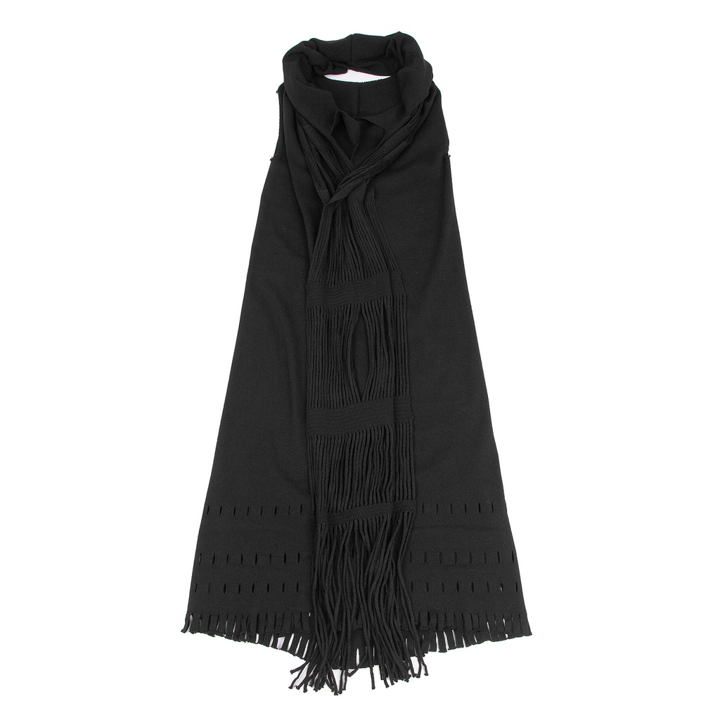 ISSEY MIYAKE JAPAN. A-POC INSIDE. Black Cutting Fringe Stole Neck Dress