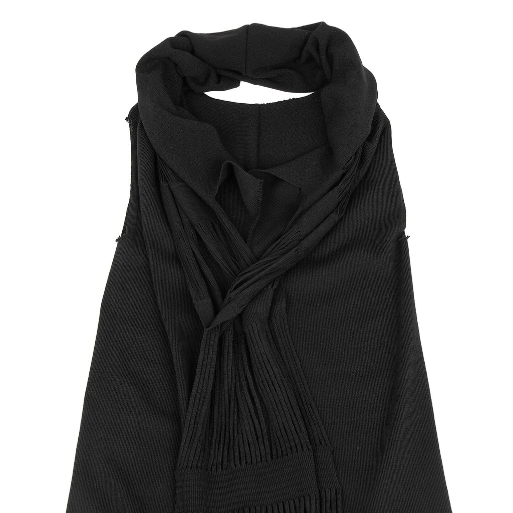 ISSEY MIYAKE JAPAN. A-POC INSIDE. Black Cutting Fringe Stole Neck Dress